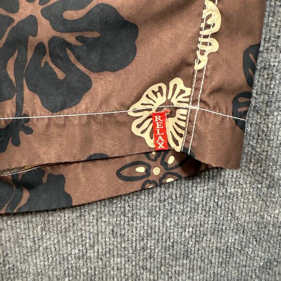Tommy Bahama Relax Swim Shorts Men's XL Brown Floral Allover Lined Drawstring - Picture 6 of 10